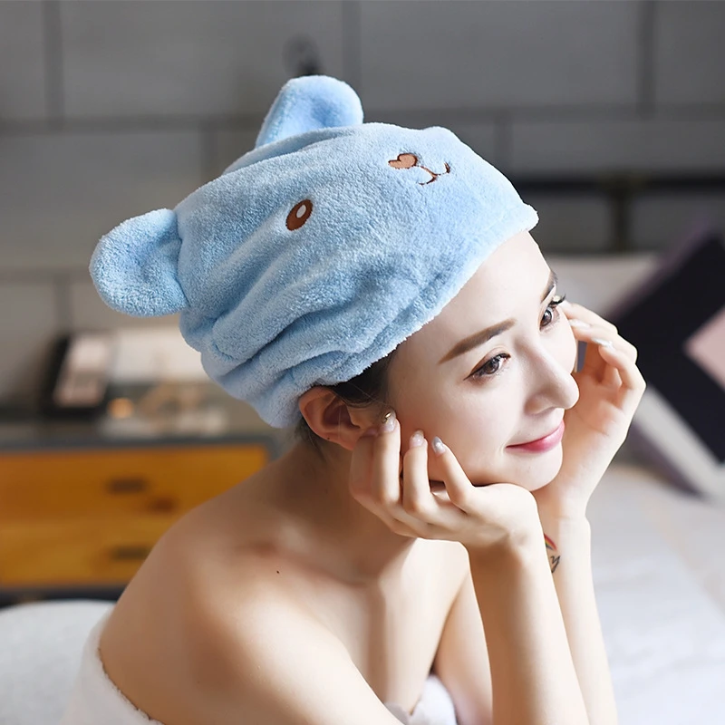 

Мультяшное полотенце для сушки волос, милое банное полотенце, тюрбан, Супербыстрое впитывающее полотенце для волос, банное полотенце, шапоч...