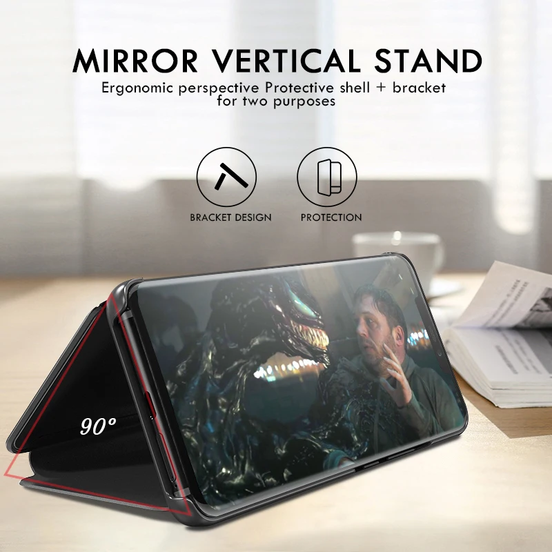 cover for realmi 8 pro case smart mirror flip for oppo realme 8 8pro realme8 realme8pro phone magnetic stand book coque free global shipping