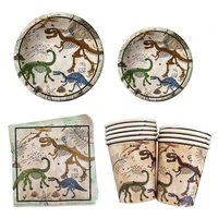 60pcs dinosaur fossil theme disposable tablecloth plate cup napkin set for kids birthday party baby shower decoration supplies