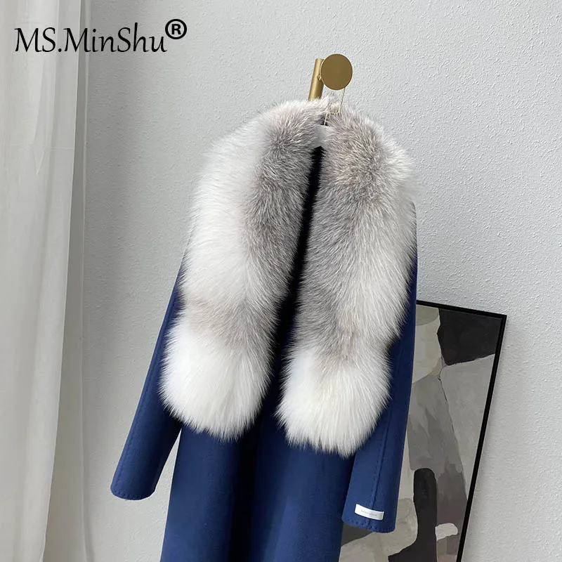 

MS.MinShu Winter Thicker Natural Fox Fur Scarf Women Men Luxury Whole Fox Skin Collar Drop Shipping