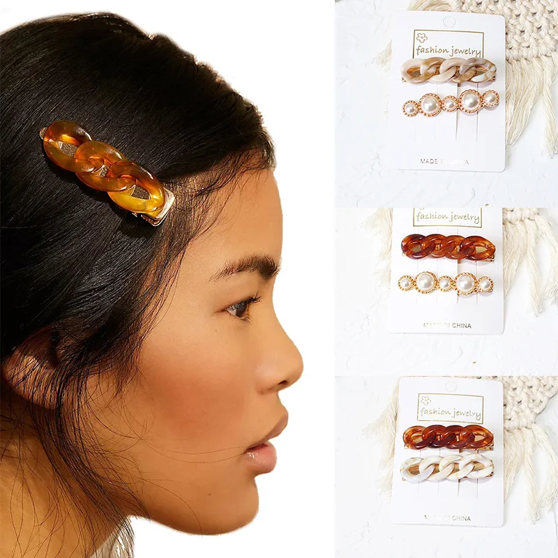 Женская заколка с цепочкой LEVAO 1 комплект заколки для волос жемчужинами