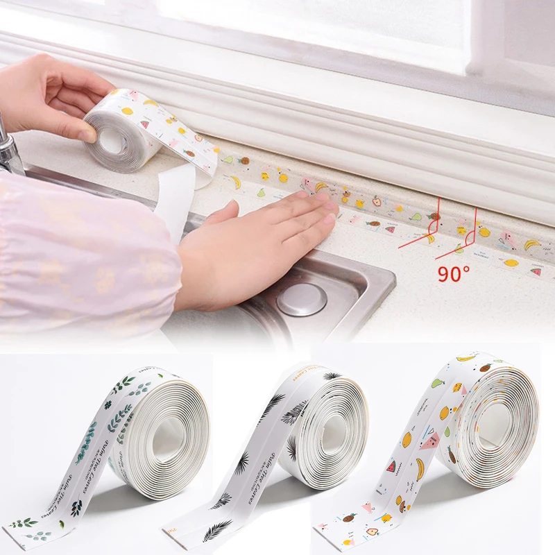 

Kitchen Sink Waterproof Sticker Self Adhesive Mildew Proof Tape Bathroom Countertop Toilet Gap Strip Transparent Seam Stickers