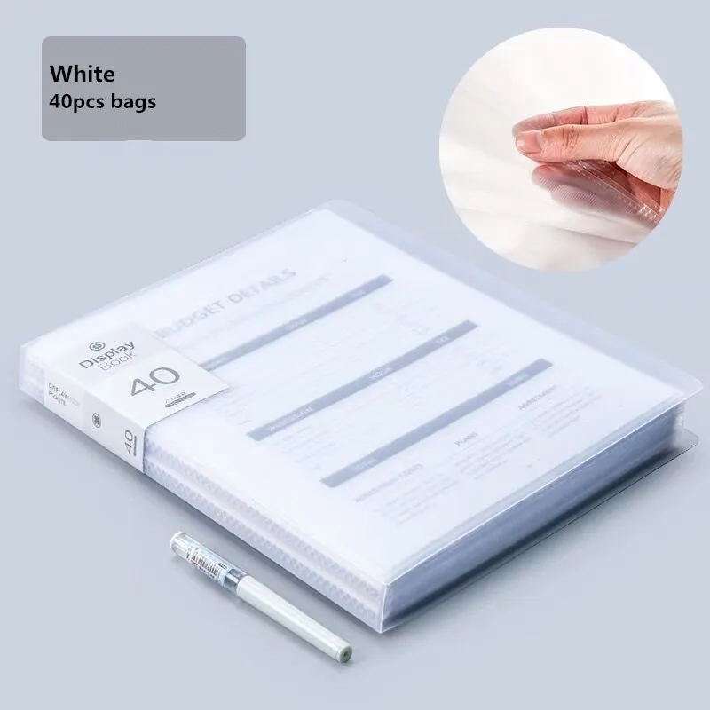 40PCS Bag White 30 60 80 страниц A4 папка для файлов музыкальная смотровая бумага Органайзер сумка для хранения стол сумки для документов лист протекторы чехол канцелярские принадлежности - Цвет: 40PCS Bag White