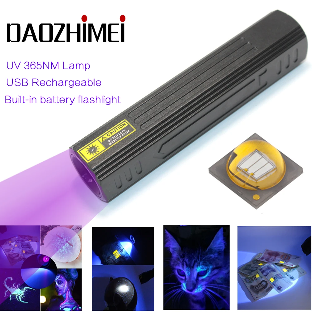 

Профессиональный ультрафиолетовый фонарик 365 нм, Ультрафиолетовый фонарь с зарядкой от USB, Фиолетовый ковер, детектор мочи домашних животны...