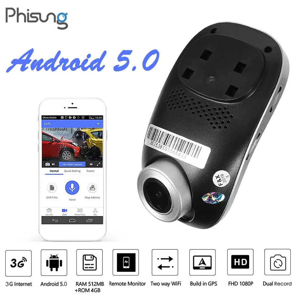 

C1 Android 5.0 Dashcam 3G WiFi Car DVR Camera 24 Hour Parking Monitor 0k Button Multi-Function Reuse Value-For-Money