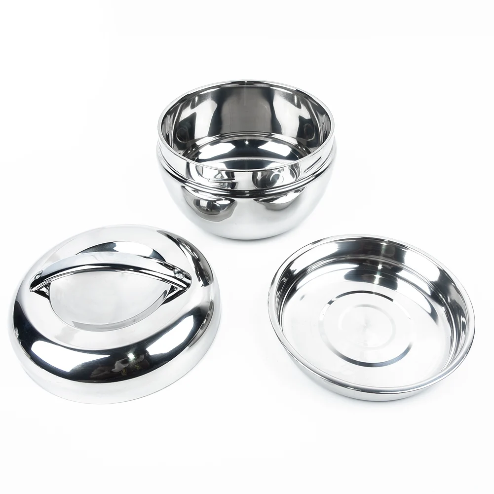 1x 2 слойный металлический Ланч бокс из нержавеющей стали двухслойный круглый