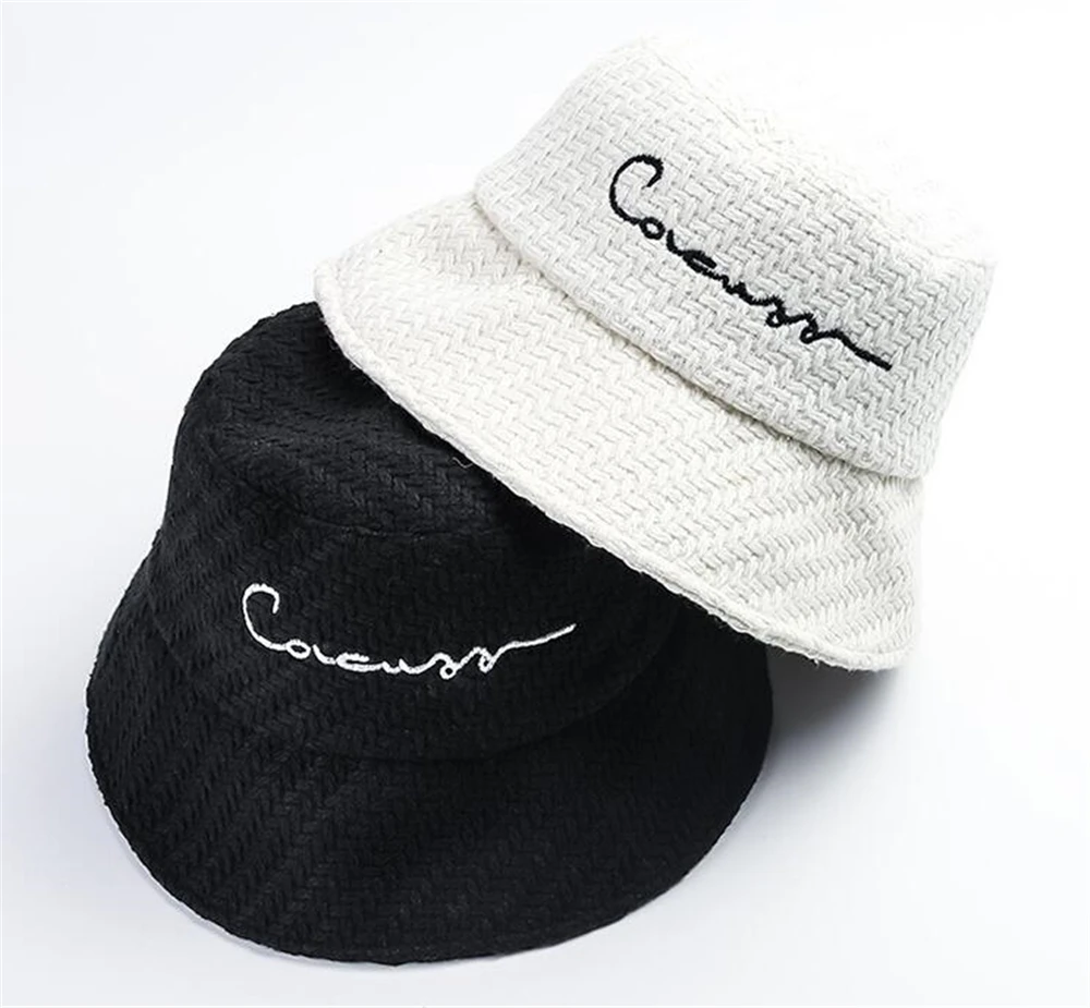 Однотонная хлопковая вязаная шапка GOUTER с надписью и вышивкой зимняя Панама для