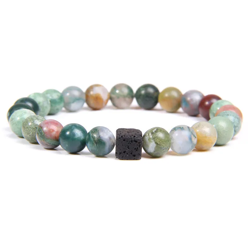 

New Bead Bracelet Simple Style Square Volcanic Stone Bead Tiger Eye Stone White Energy Bracelet Charm Jewelry Gift