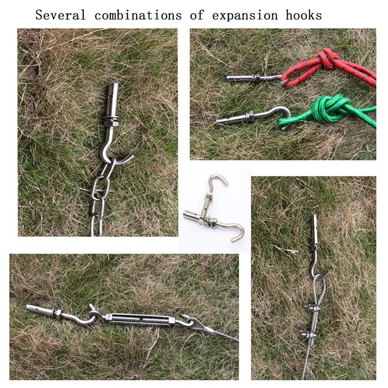 

NEW-Expansion Hook M6 M8 Open Cup Hook Expansion Bolts Heavy Duty Hook for Wall Concrete Brick 304 Stainless Steel Pack 12