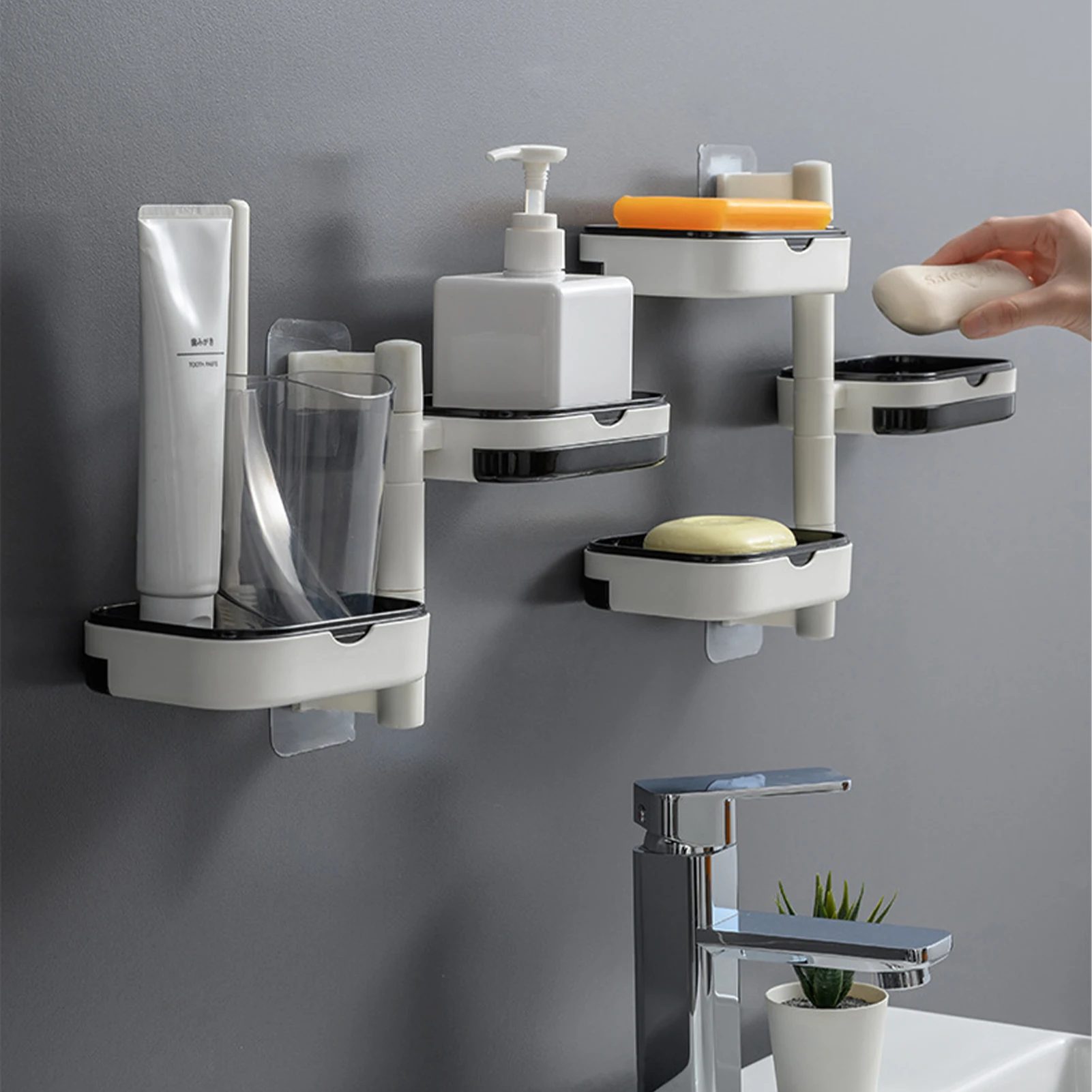 

4 Tier Adhesive Bathroom Frame Shower Shelf Storage Rack Holder Bathroom Accessories