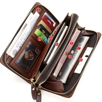 new mens luxury wallet business handbag double zipper large capacity mobile phone bag mens wrist bag manufacturer wholesale