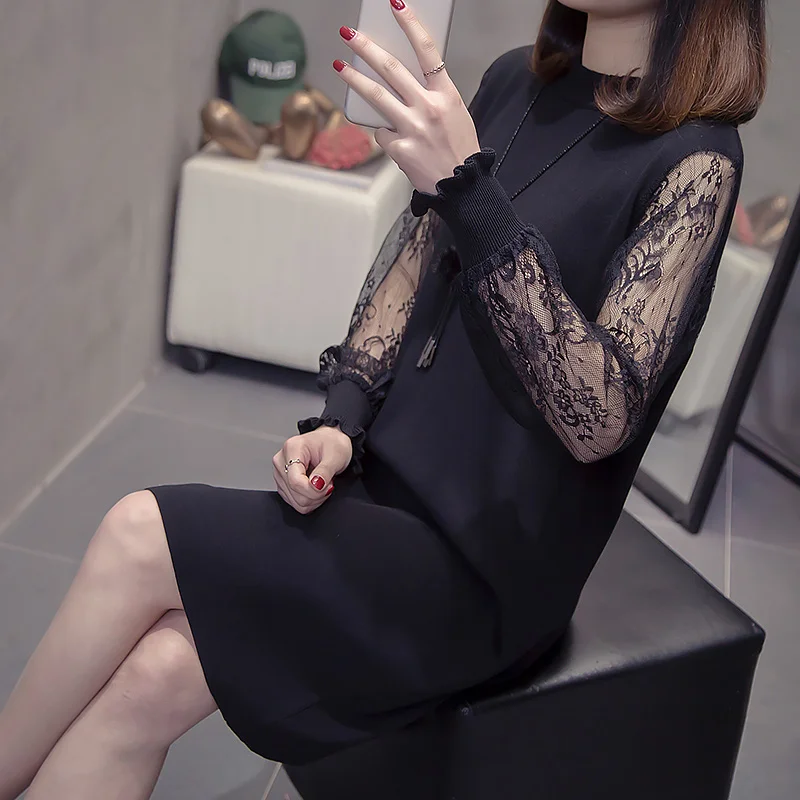 Женское трикотажное платье-свитер Осень-зима 2020 | Женская одежда