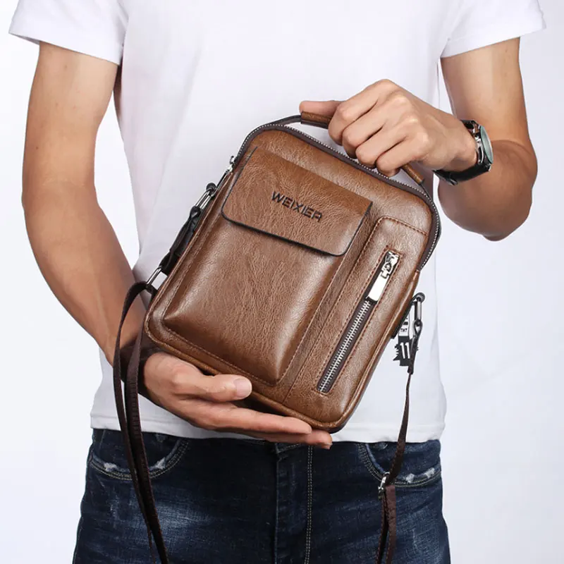 

Casual Men Shoulder Bag Vintage Crossbody Bags High Quality Male Bag PU Leather Handbag Capacity Men Messenger Bags Tote