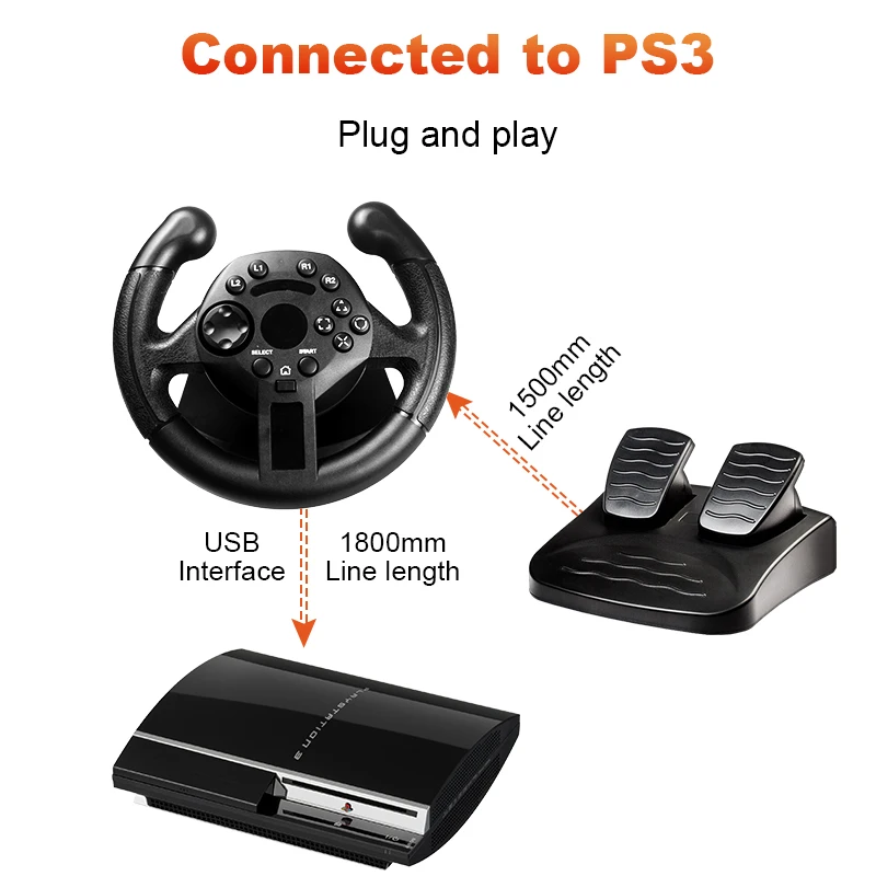 GTIPPOR гоночное Рулевое колесо для PS3 рулевое ПК вибрирующие Джойстики пульт