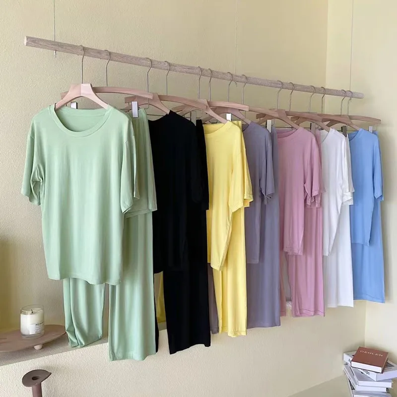 

Women's Home Clothes New Modal Sleepwear Casual Loungewear Pajamas Suit Summer Shirt + Shorts+ Trouser 3 Pieces Pijama Set