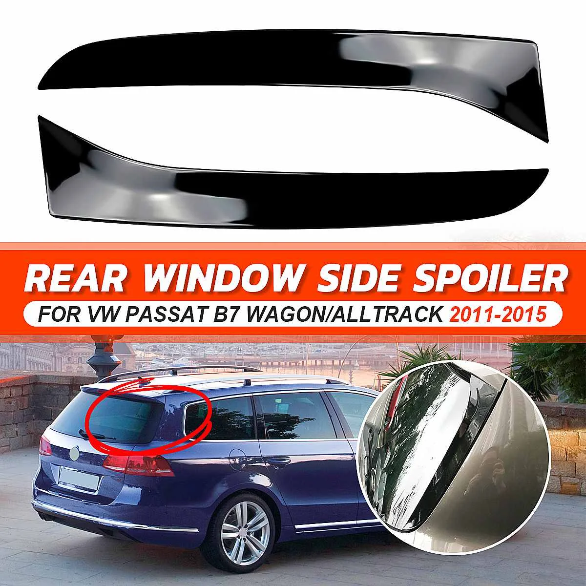 Глянцевое черное окно задний спойлер боковое крыло разветвитель отделка для VW