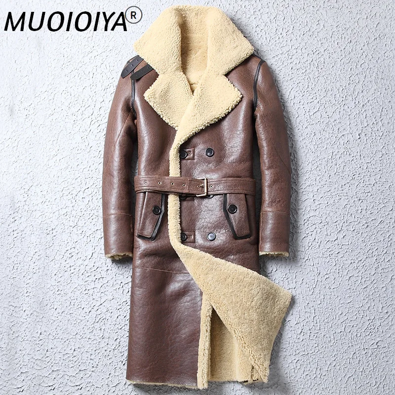 

Natural Sheep Shearling Jacket Men Winter Genuine Leather Jacket Mens Real Fur Coat Long Vintage Sheepskin Coat Wp17a383