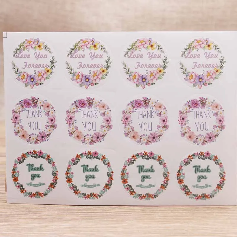 label as pic 100 шт. новые рождественские подарки этикетки DIy цветочный узор спасибо клейкая наклейка этикетки ручной работы этикетки для хлебобулочных изделий - Цвет: label as pic