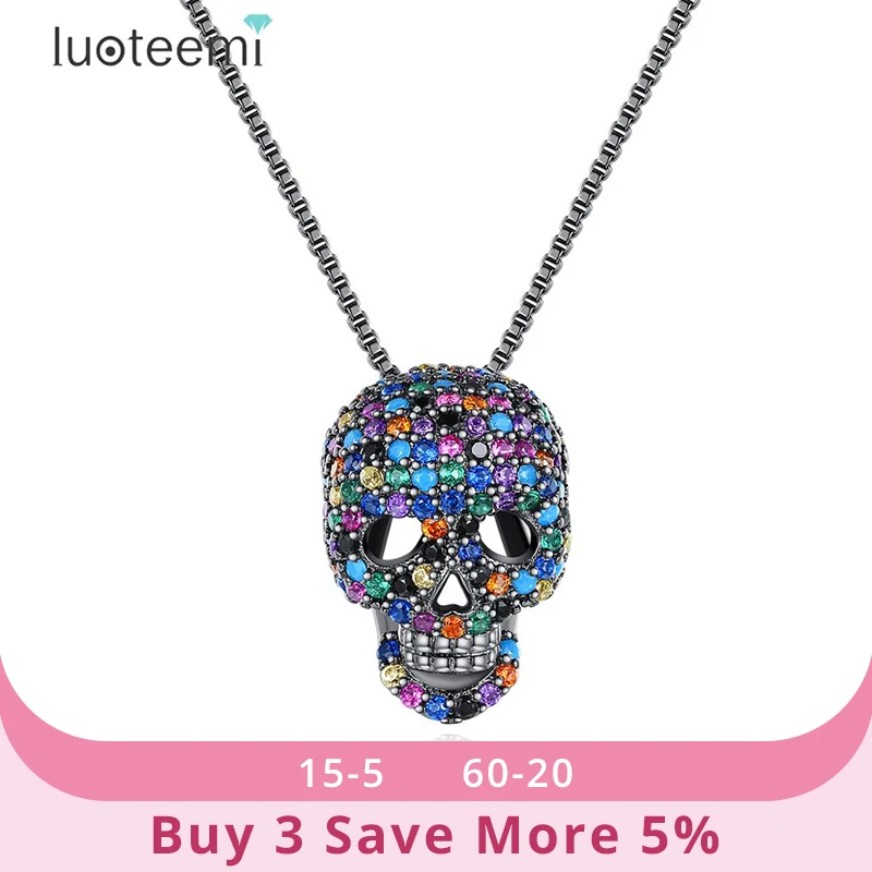 LUOTEEMI хип хоп модные ювелирные изделия в стиле ретро с изображением черепа кулон