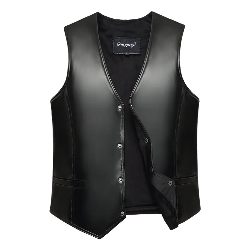 Жилет мужской из натуральной кожи утепленный флисовый жилет - Цена: 5406.32