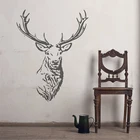 Виниловая наклейка на стену с изображением головы оленя для гостиной, декоративная фотография с изображением животных, креативное украшение 2206