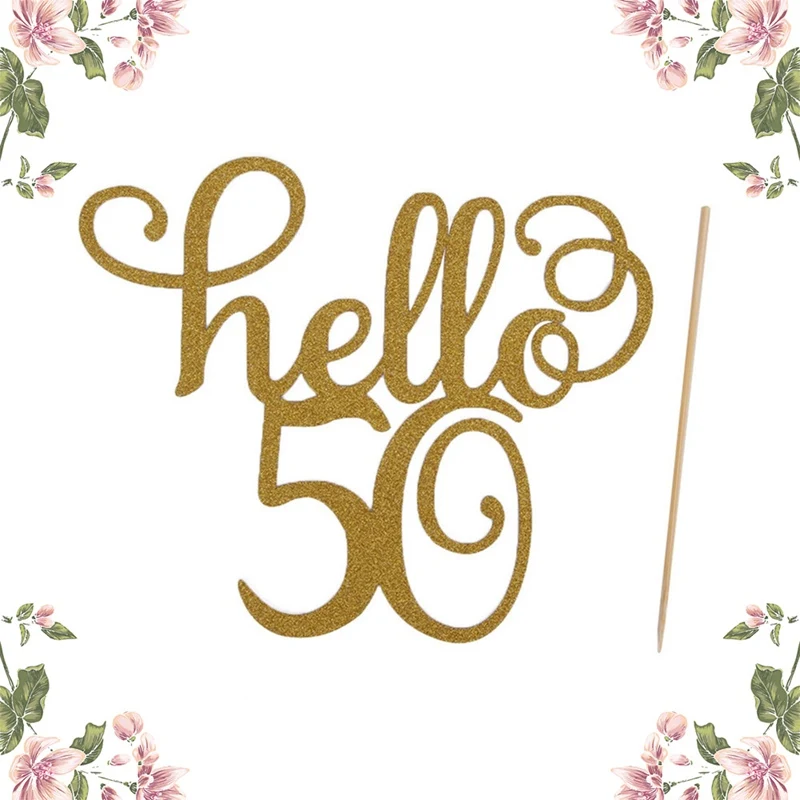 Топпер для торта на день рождения с золотыми блестками Hello 30 21 40 50 60 1 шт. товары