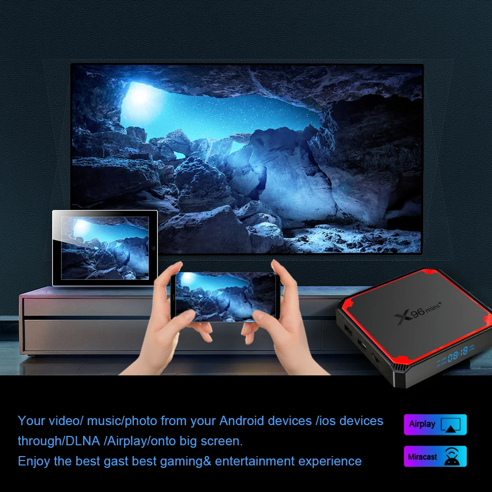 X96 mini plus Android 9.0 Smart TV Box Amlogic S905W4 4K Media Player 2.4G&5G Dual WiFi Google Voice Youtube Set Top Box X96mini