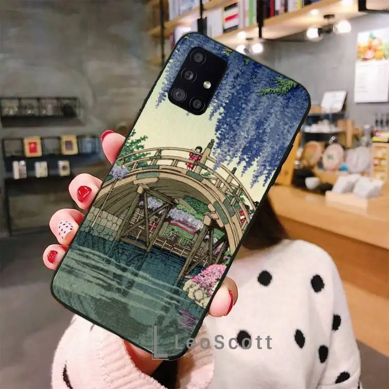 

Fuji Mountain Japanese style Art Ukiyoe Phone Case For Samsung A51 A52 A71 A50 A12 A21S S8 S9 S10 S20 S21 Plus Fe Ultra