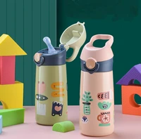 450ml cute children thermal bottle thermocup kids 316 stainless steel thermos mug with straw cartoon leak proof vacuum flask