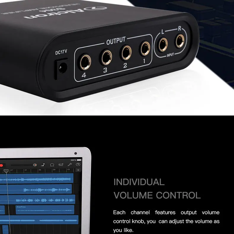 

Alctron Portable 4-channel Headphone Amplifier S304 Independent Headphone Distributor Professional Recording Studio Reduce Mix