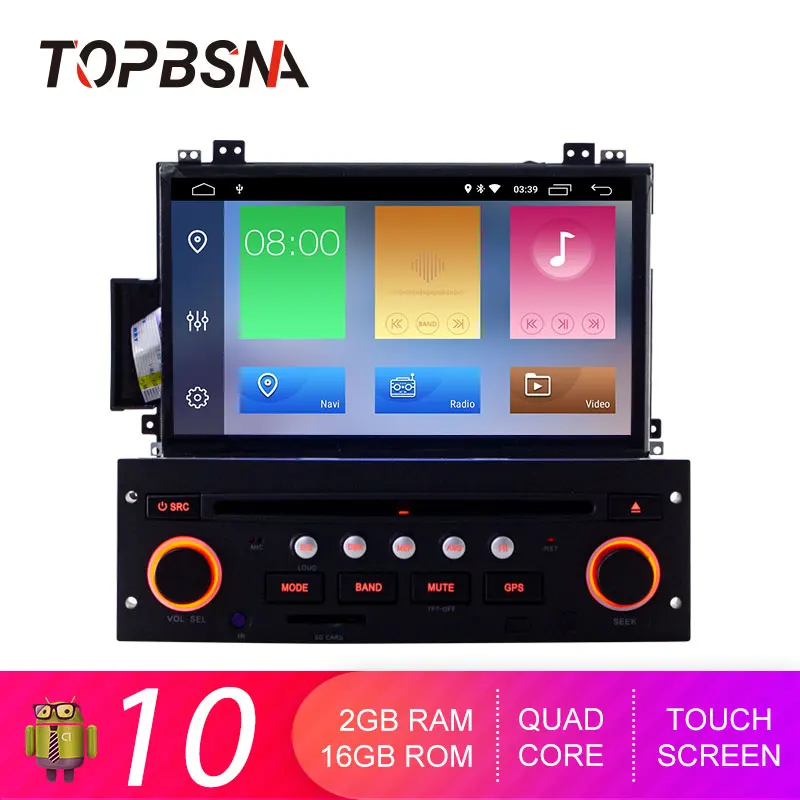 TOPBSNA 7 дюймов Автомобильный dvd-плеер Android 10 для Citroen C5 gps навигация 1 Din автомагнитола мультимедиа Wifi стерео RDS головное устройство аудио