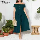 Celmia сексуальное Однотонное Платье макси с открытыми плечами 2021 летнее женское богемное платье с разрезом и пуговицами повседневное длинное платье с поясом