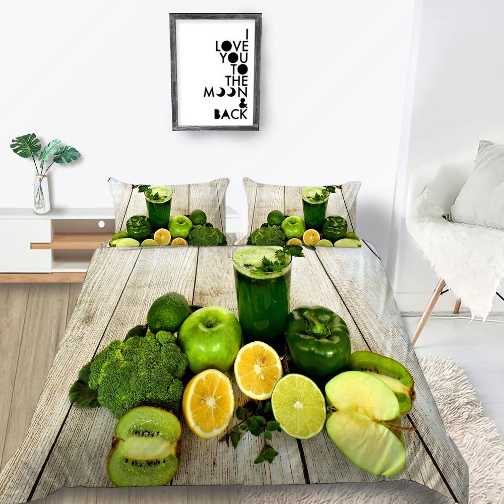 Постельное белье с изображением клубники комплект Queen Размеры модные креативные