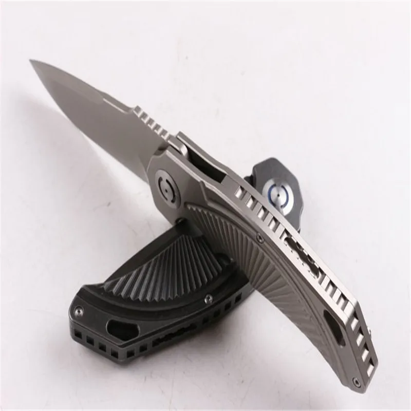 Складной нож Half Sky (два цвета) D2 посеребренное лезвие серый титан + L черный