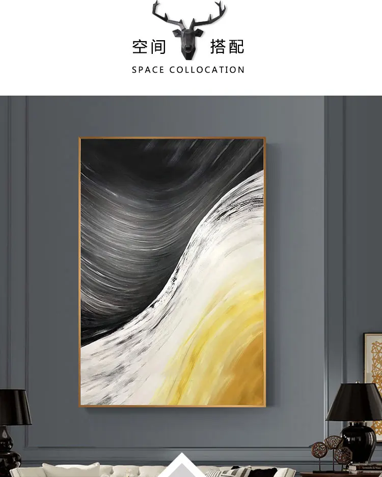 

Beauty Line Rich Canvas Painting Living Room Flowers Restaurant Interior Decoration Picture Wall Art Hand Painted Oil Painting