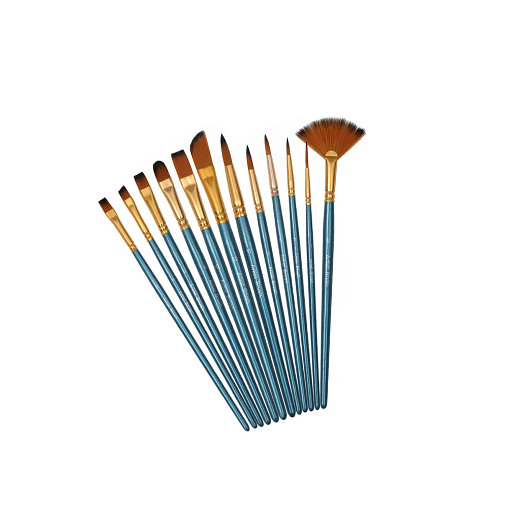 

12Pcs Nylon Hair Art Paint Brush Set for Pigment Watercolor Painting Drawing (Rose Red)