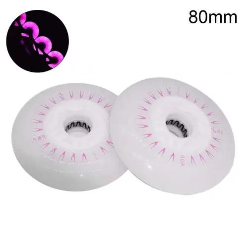 Pink 80mm Комплект из 2 предметов, детская одежда на рост 80, 76/72 мм встроенный Инлайн ролики с расположением колес колесики Скорость кататься на коньках светодиодный Раздвижные каток мигающий светильник крутящихся колесиках - Цвет: Pink 80mm