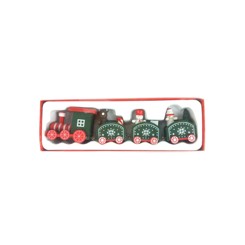 

Christmas 4 Sections Painted Wood Small Train Xmas Ornament Kids New Year Gifts Home Decoration Ornament Navidad Xmas
