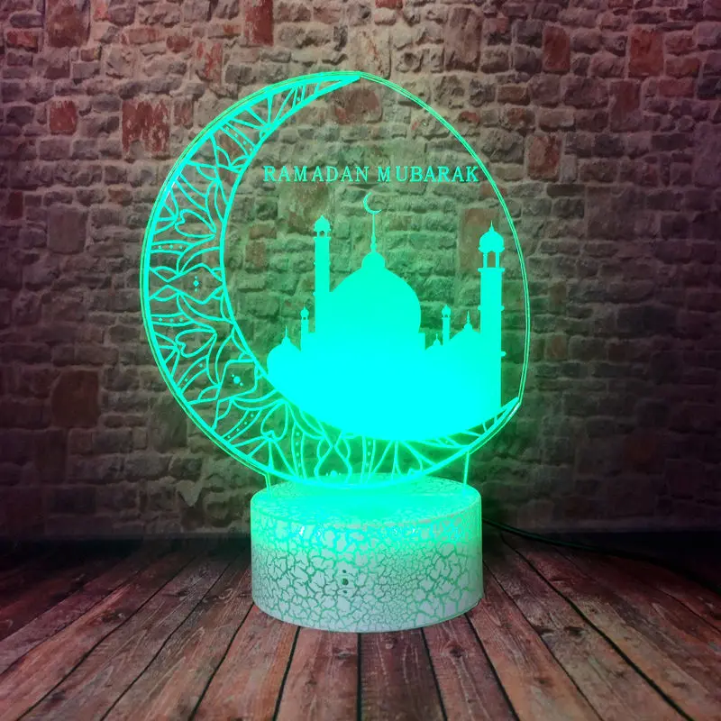 Мусульманский Рамадан 3D разноцветный ночник настольная лампа Usb спальня детская