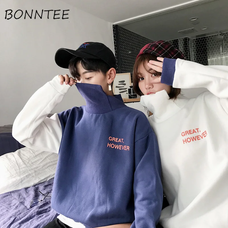 Толстовки женские с утепленным бархатным принтом букв BF Свободный пуловер