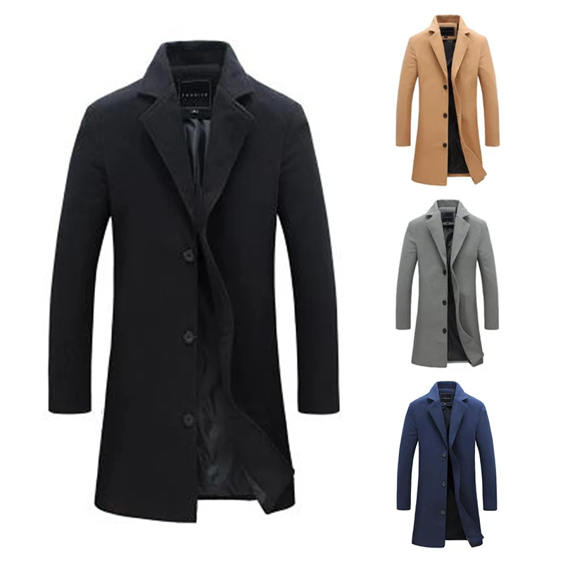 Зимнее шерстяное пальто Для мужчин куртка высококачественных Шерстяное