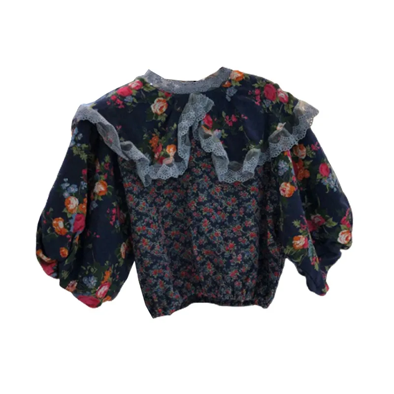 

YOCALOR Flower Print Blouse Women Korean Peter Pan Collar Lantern Sleeve Blusa Shirts Summer 2020 Fashion Casual Female Tops