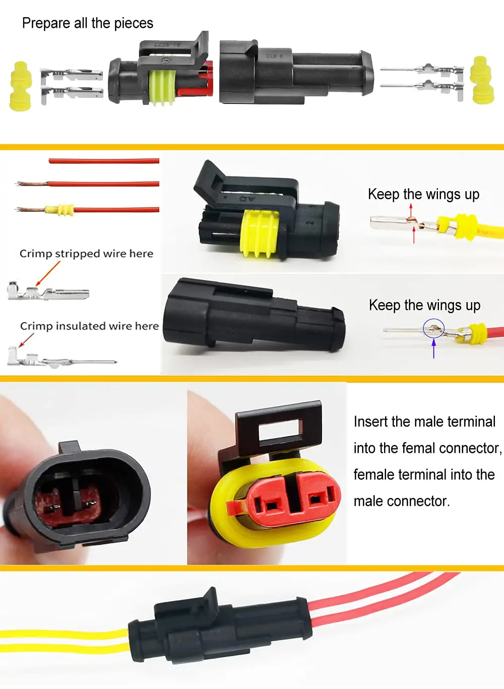 352 шт. Водонепроницаемый электрический автомобильный проводник с плагином-терминалом IP68 для квадроцикла, грузовика и автомобиля 1/2/3/4/5/6 Pin Way Seal 12A.