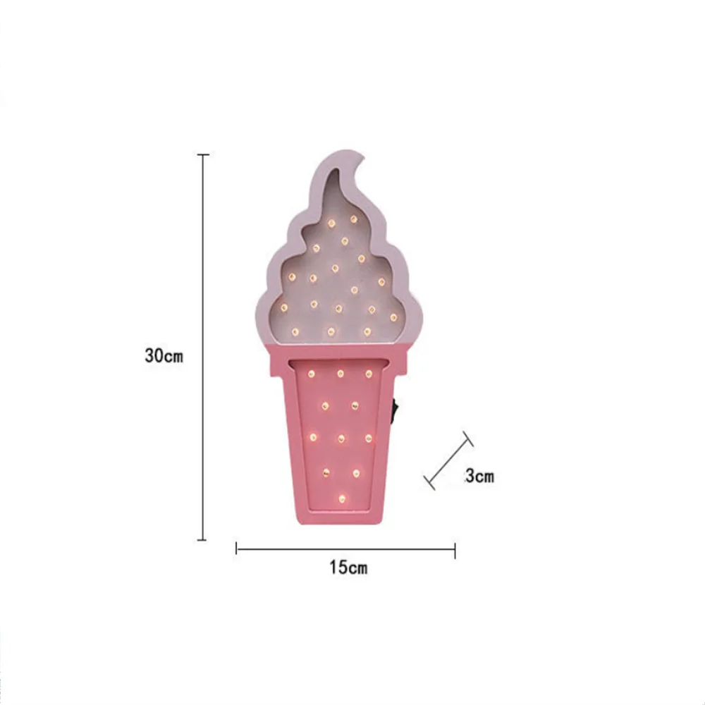 

3D Wooden Ice Cream LED Wedding Night Lights Birthday Gift Baby Bedroom Table Lights Children's Rooms Desktop Arrangements