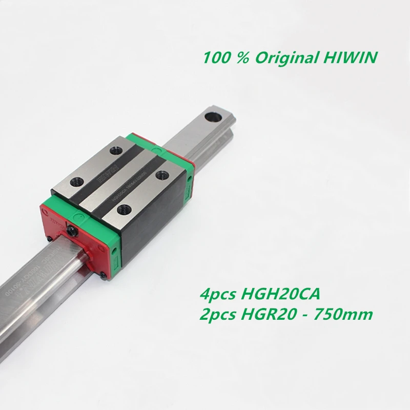 

4pcs Orignal HIWIN HGH20CA linear carriage slide blocks + 2pcs HGR20 -750mm Linear guide rails