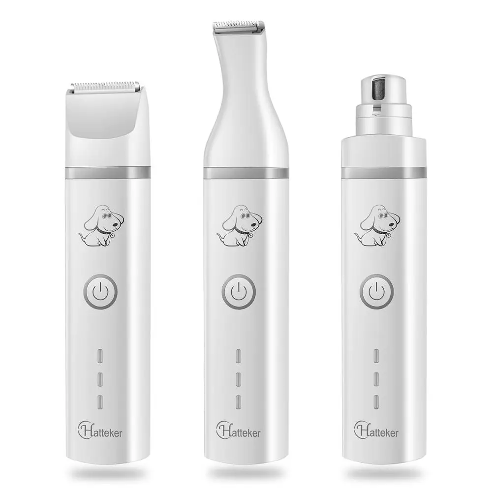 

HATTEKER Dog Hair Trimmer Professional pet grooming scissors 3 in 1 USB Rechargeable Cordless Pet Haircut Machine Hair Clipper