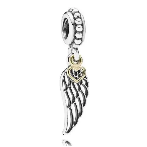 

Genuine 925 Sterling Silver Bead Charm Gold Love Heart & Guidance Angel Pendant Beads Fit fashion Bracelet & Necklace Jewelry