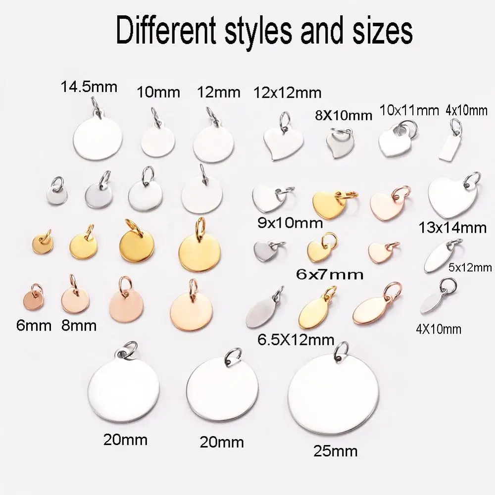 Небольшие логотипы из нержавеющей стали на заказ бирки для украшений дисковые