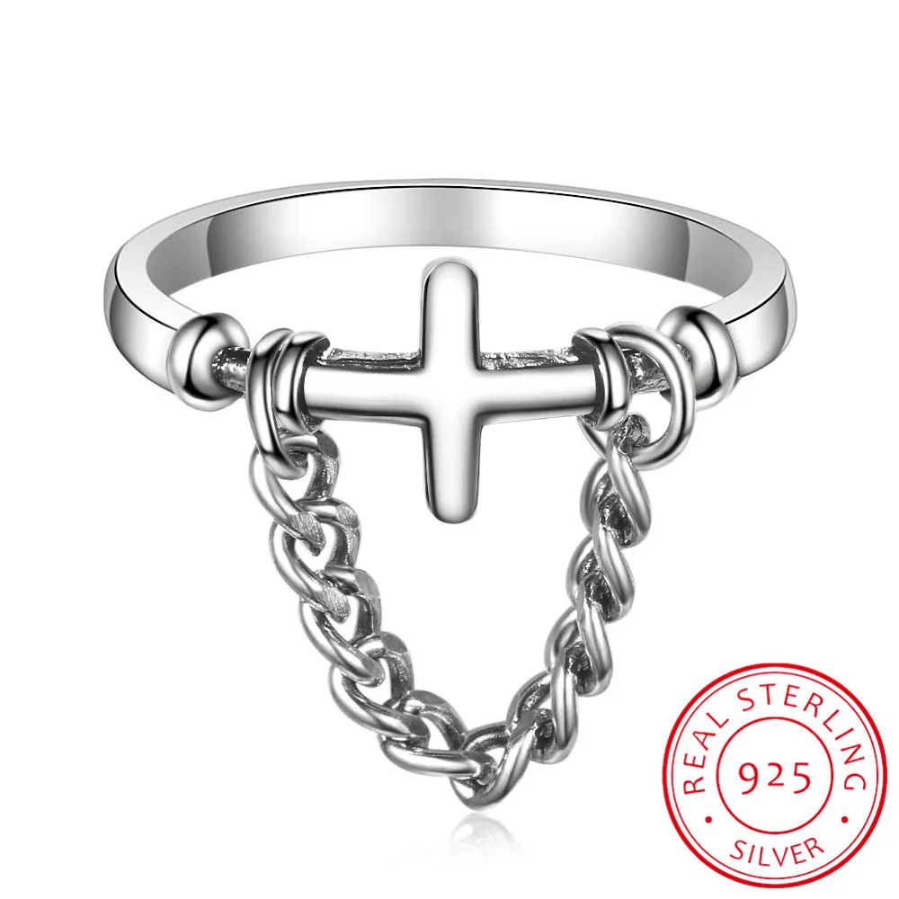 

2020 New Punk Wind Gothic Rock Band Exaggerated Rings Retro Cross Chain Open Rings For Women Adjustable Trend Jewelry Gifts
