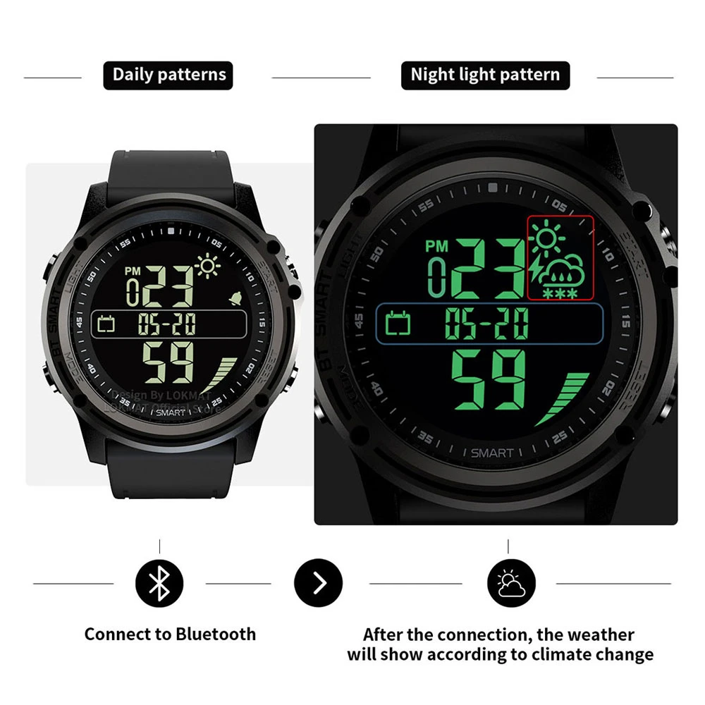 Умные часы LOKMAT Bluetooth спортивные водонепроницаемые умные с шагомером 5 АТМ